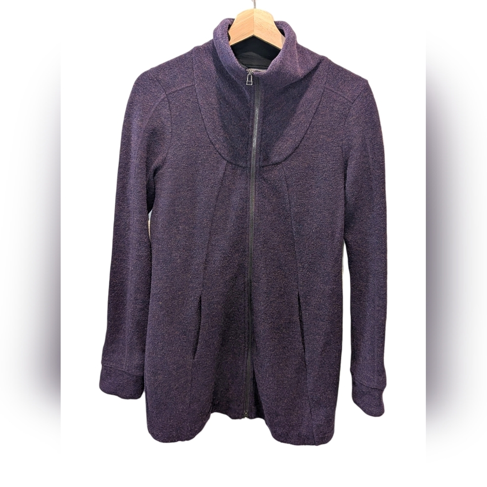 Ibex Merino Wool Full Zip Jacket Women's Small Purple Made in USA Lightweight